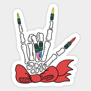 Skeleton Hand Signing Love for Christmas Sticker